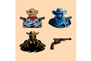 Four Gunslinger Wild West Icons