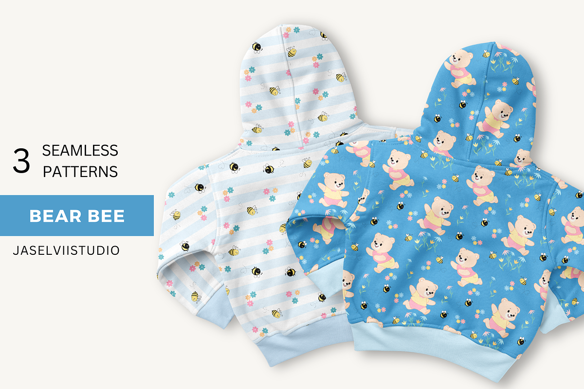 Bear Bee - Blue, a Pattern Graphic by Jaselvii Studio (Photo 1 of 6)