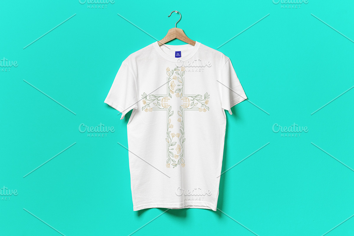 Floral Christian Cross Line Art SVG, a Decorative Illustration by Ghagra (Photo 3 of 4)