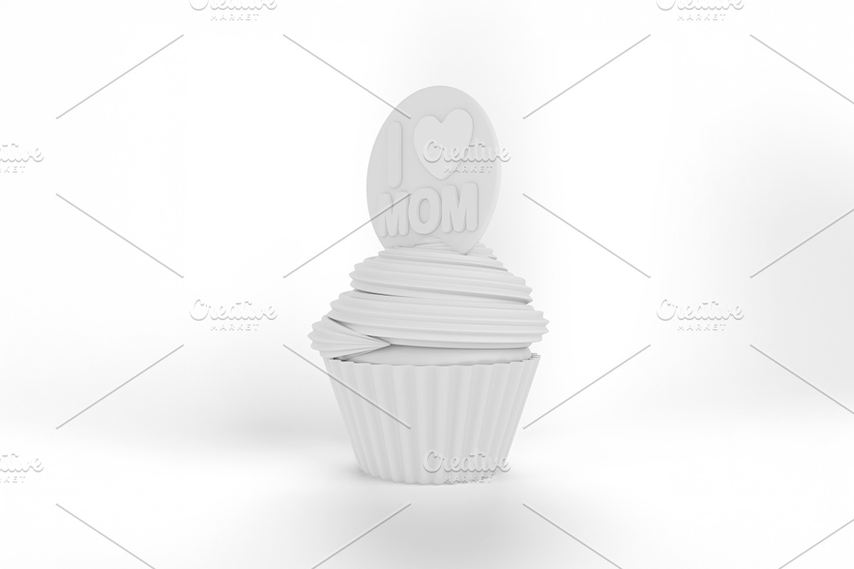 Cartoon I Heart Mom Cupcake Mockup, a Merchandise Mockup by Qaleb Studio (Photo 2 of 2)