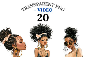 20 Black Girl Fashion Clipart, a Person Illustration by Pati Charm Studio