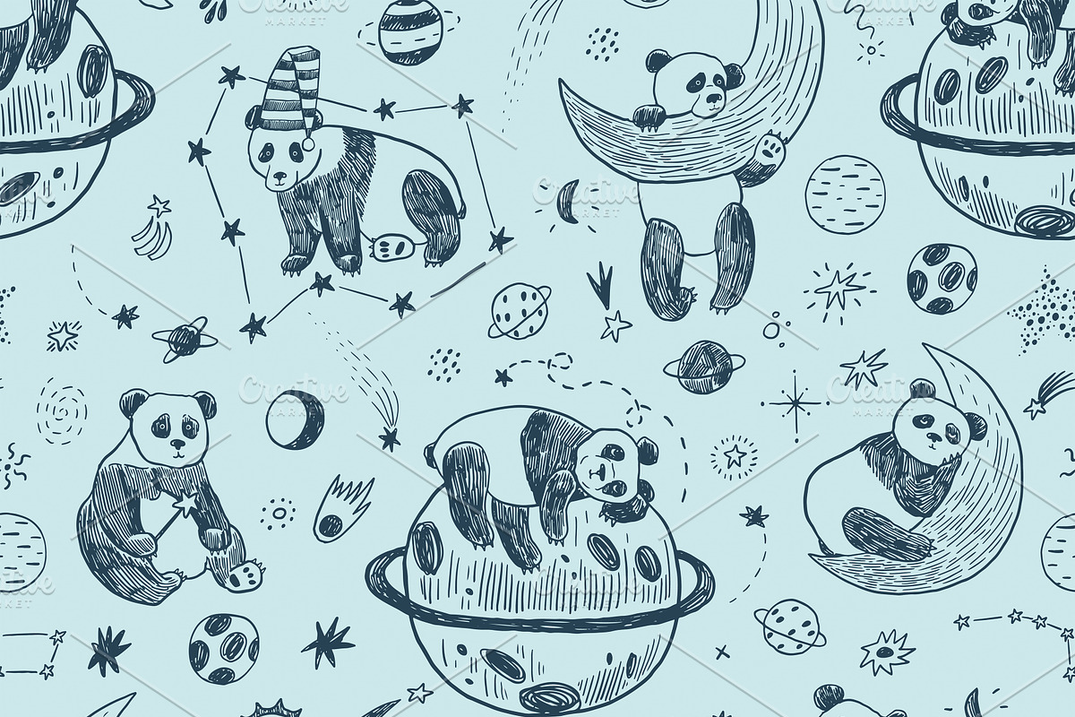 Space Planets and Sleepy Panda, a Pattern Graphic by GooseFrol (Photo 7 of 9)