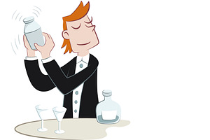 Bartender shaking a cocktail shaker, a Work Illustration by javi.ruiz