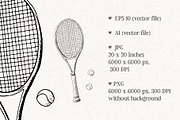 Tennis. Sketch and patterns, a Sport Illustration by Canatic (Thumbnail 2 of 7)