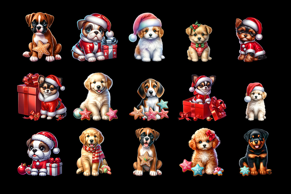 Christmas Gingerbread Dogs Clipart, an Animal Illustration by ElenazlataArt (Photo 2 of 3)