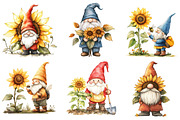 Adorable Gnomes with Flowers Clipart, an Illustration by SinaCreation (Thumbnail 3 of 5)