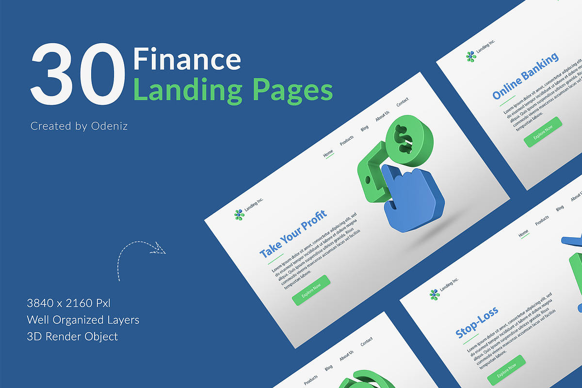 Finance Landing Pages, a Templates & Theme by Odeniz (Photo 1 of 31)