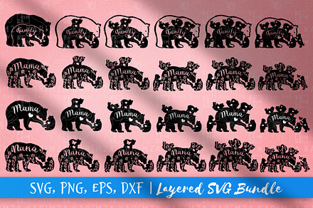 Papa and Mama, Nana Bear Family SVG