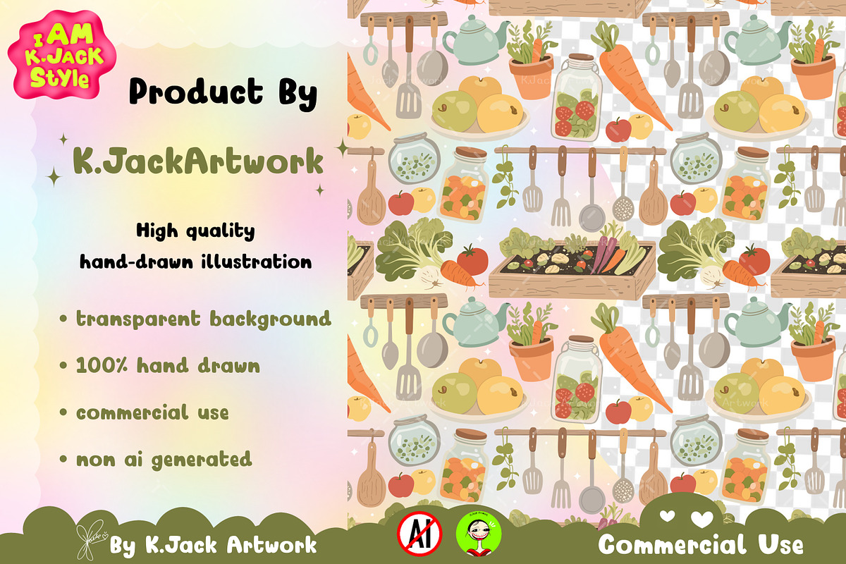 Vintage Garden Pantry Seamless, a Background Graphic by K.JackArtwork (Photo 3 of 8)