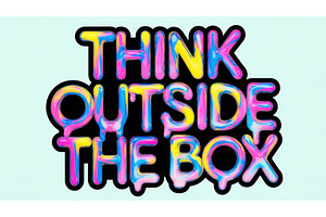 Colorful text design saying THINK, an Illustration by tilialucida