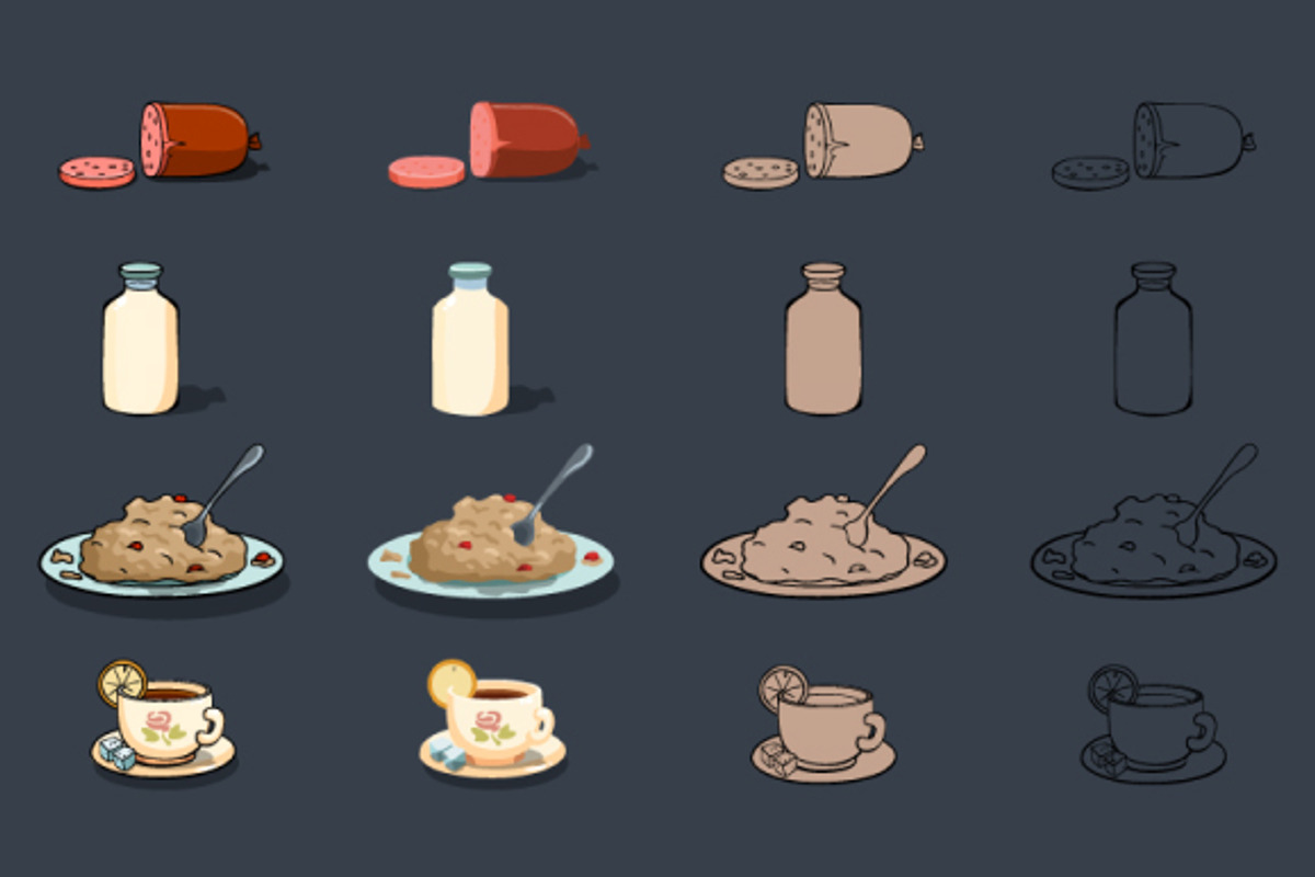 Cartoon Food Icons Game Set, a Food Illustration by Chuchilko shop (Photo 11 of 13)