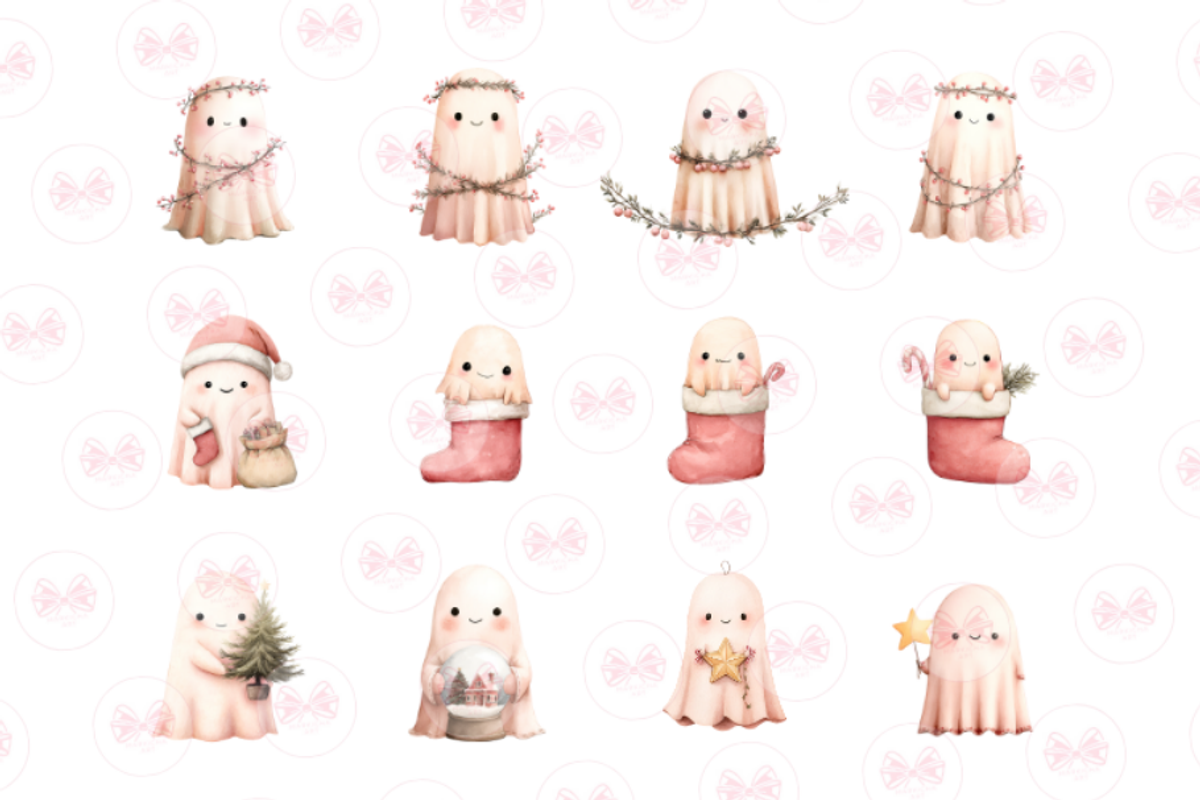 Cute Christmas Ghost Clipart, an Illustration by Markicha Art (Photo 2 of 6)