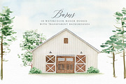 Landscape-Watercolor House Clipart, an Illustration by Graphic Box (Thumbnail 2 of 10)