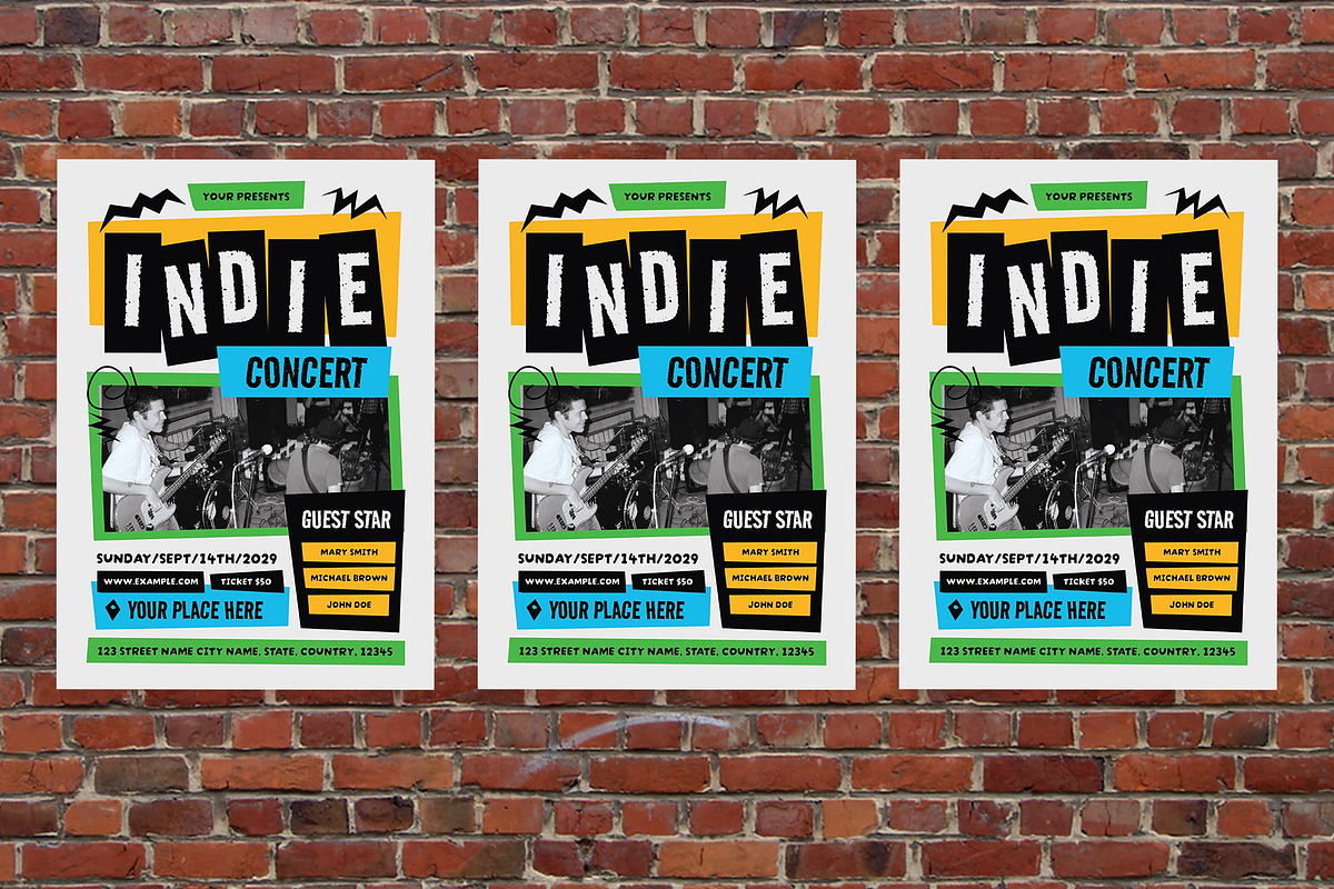 White Grunge Indie Concert Flyer Set, a Flyer Template by Aiyari Graphic (Photo 3 of 3)