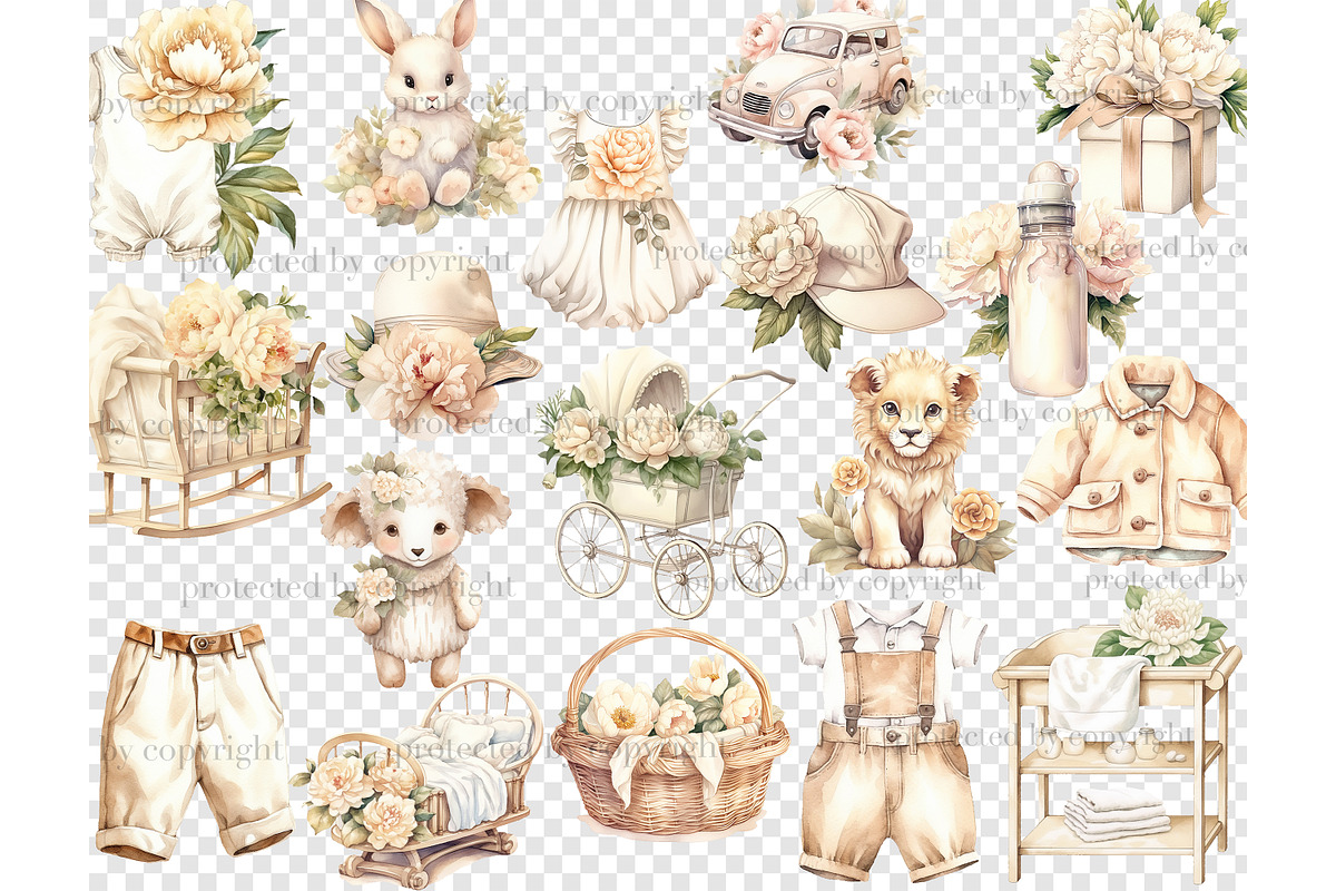 Baby Shower Clipart Bundle, a Decorative Illustration by GlamArtZhanna (Photo 4 of 5)