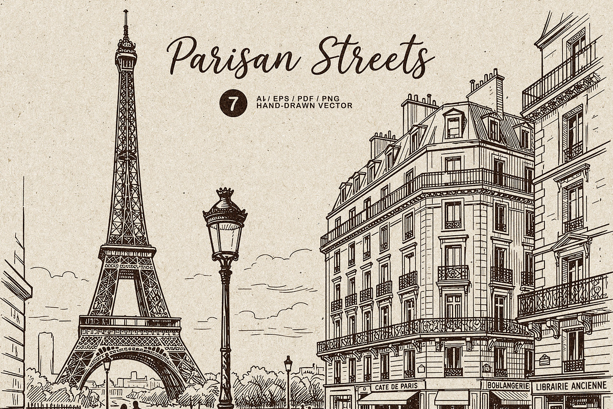 Parisian Streets Urban Sketch, a Background Graphic by Alara Studio (Photo 1 of 9)