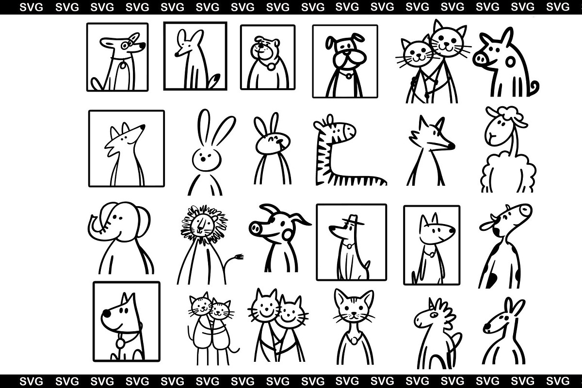 SVG cartoon big set of cute doodle, an Animal Illustration by SketchArtStudio (Photo 1 of 3)