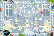 Cute Animals Pajama Party Clipart, an Animal Illustration by Euonia Meraki (Thumbnail 1 of 9)