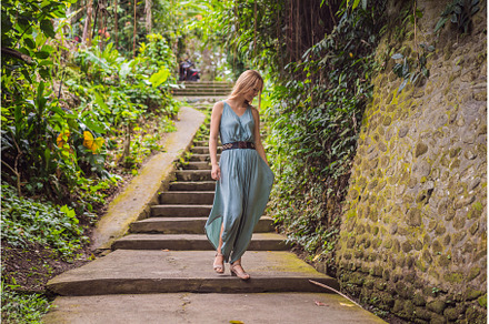 Young woman tourist in Bali walks, a Nature Photo by Elizaveta Galitskaya