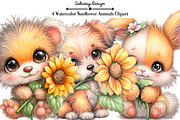 Watercolor Sunflower Animals Clipart, an Illustration by GatewayDesign (Thumbnail 1 of 3)