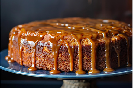 Delicious round cake covered with, a Food & Drink Photo by Ylivdesign