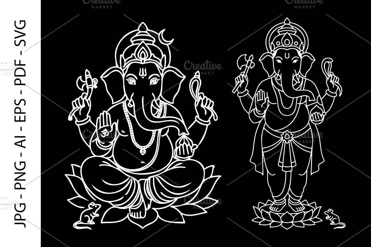 Lord Ganesha Line Art Bundle, an Object Graphic by nandinigraphics (Photo 4 of 7)