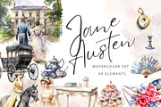 Jane Austen - Watercolor Clipart, an Object Illustration by The Handmade Muse (Thumbnail 1 of 6)