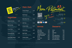 Menu Restaurant A3 PSD/Ai Template