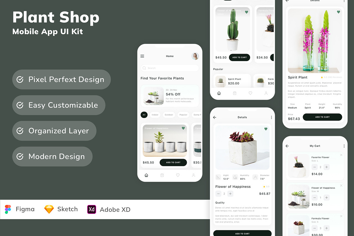 Plant Shop Mobile App UI Kit, an UI Kit Template by Betush (Photo 3 of 3)
