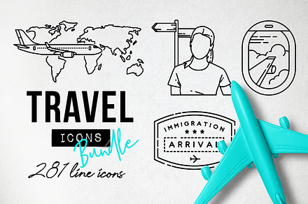 281 Travel Icons Set - Bundle, an Outline Icon by Hatch Design Workshop
