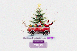 Watercolor Christmas Clipart Set