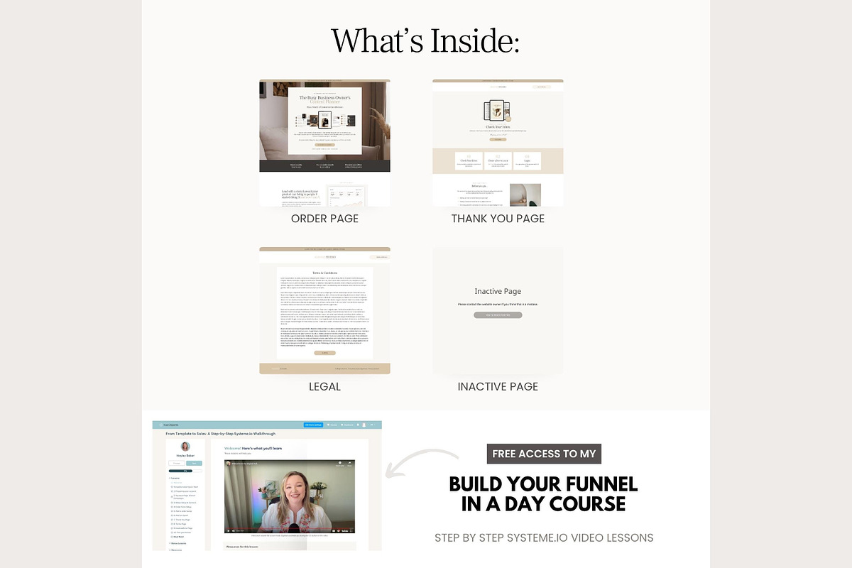 Systeme.io Almond Studio Funnel, a Landing Page Template by Hayley's Digital Hub (Photo 3 of 10)