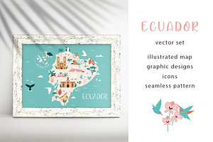 Ecuador Illustrated Vector Map, an Illustration by danceyourlife