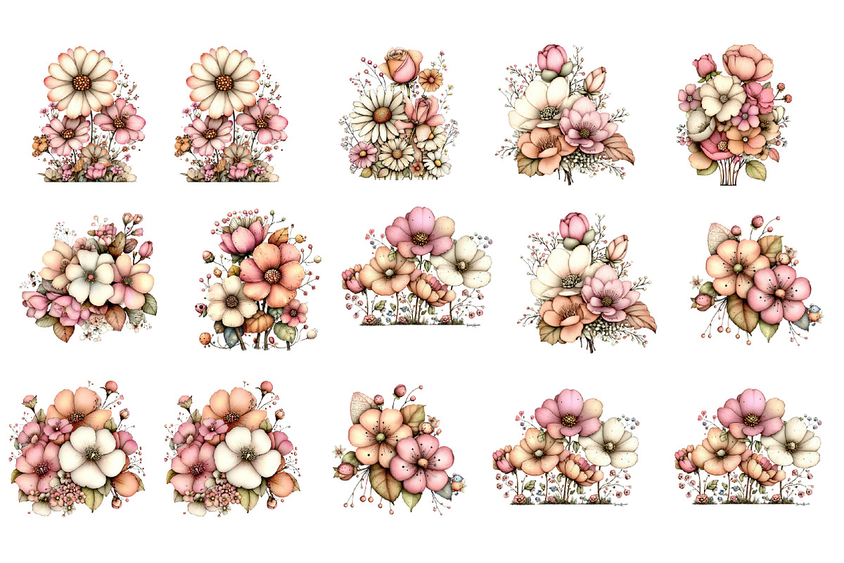 Whimsical Flowers Spring Clipart, an Illustration by GatewayDesign (Photo 2 of 3)