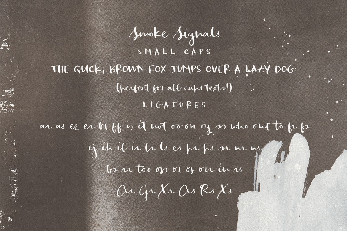 Smoke Signals script font and extras preview 3