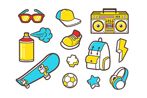 Urban lifestyle flat vector icons
