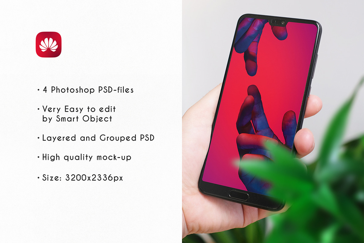 4 Huawei P20 Pro Mockup, an iPhone Mockup by khoai_tây (Photo 4 of 7)
