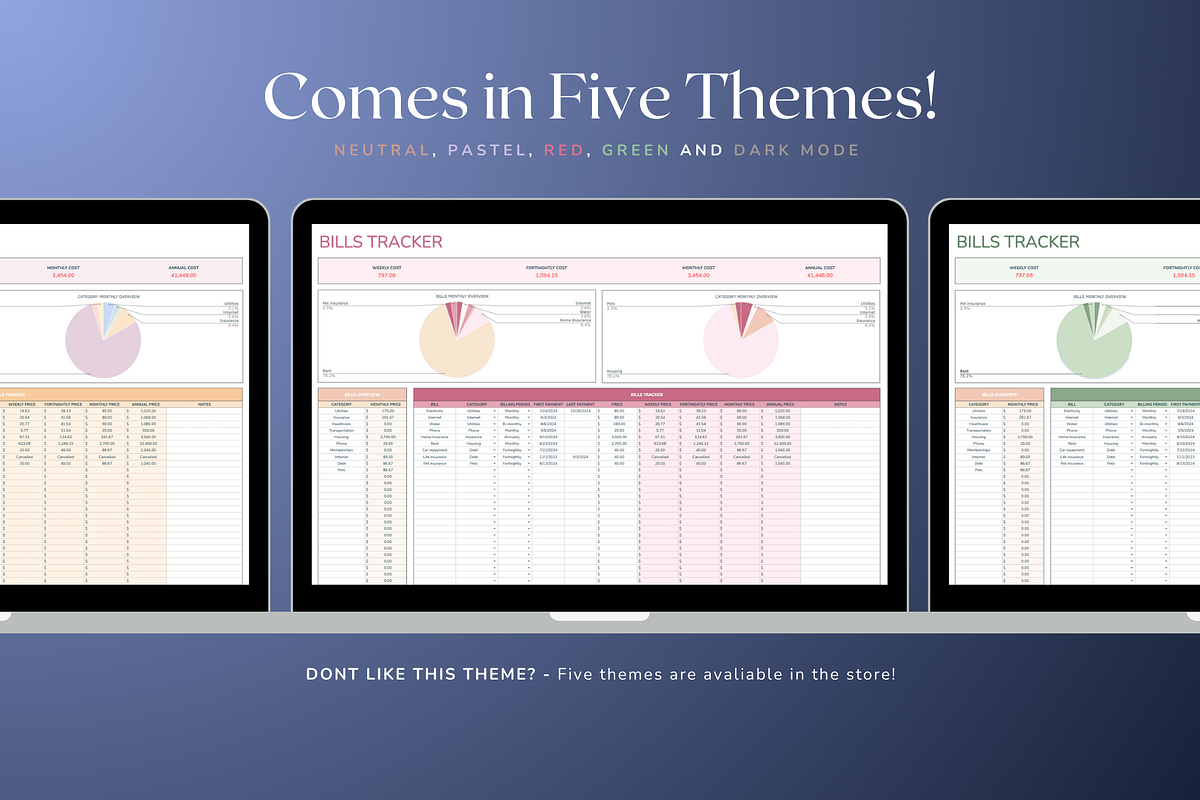 Bills Tracker - Darkmode, a Templates & Theme by The Creative Plans co (Photo 2 of 10)