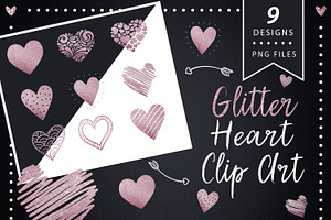 Pink Glitter Heart Clip Art 