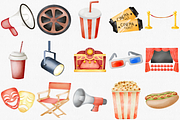 Watercolor Cinema Clipart, Movie PNG, an Illustration by CropUp Creative (Thumbnail 2 of 4)