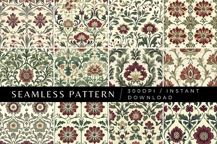 12 Crimson Chateau Seamless Patterns, a Pattern Graphic by Inknfolly