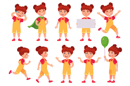 Cartoon girl character poses