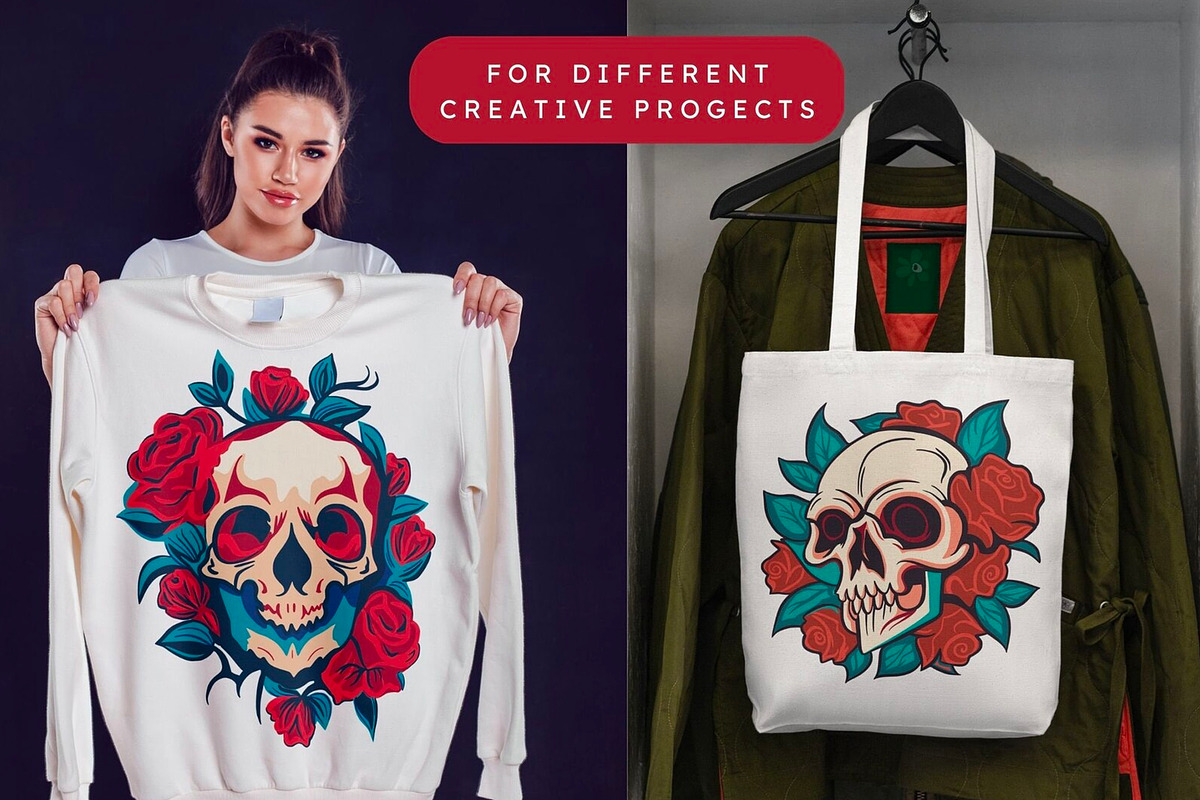 Skull and Roses. Skeleton png & svg, an Object Illustration by ClipArtRoom (Photo 2 of 6)