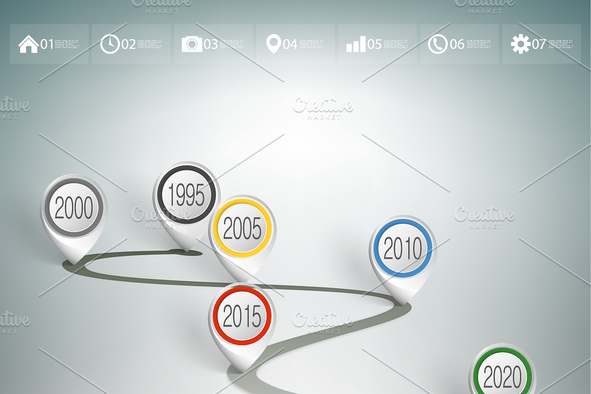 Timeline with pointer marks, a Presentation Template by VectorShop