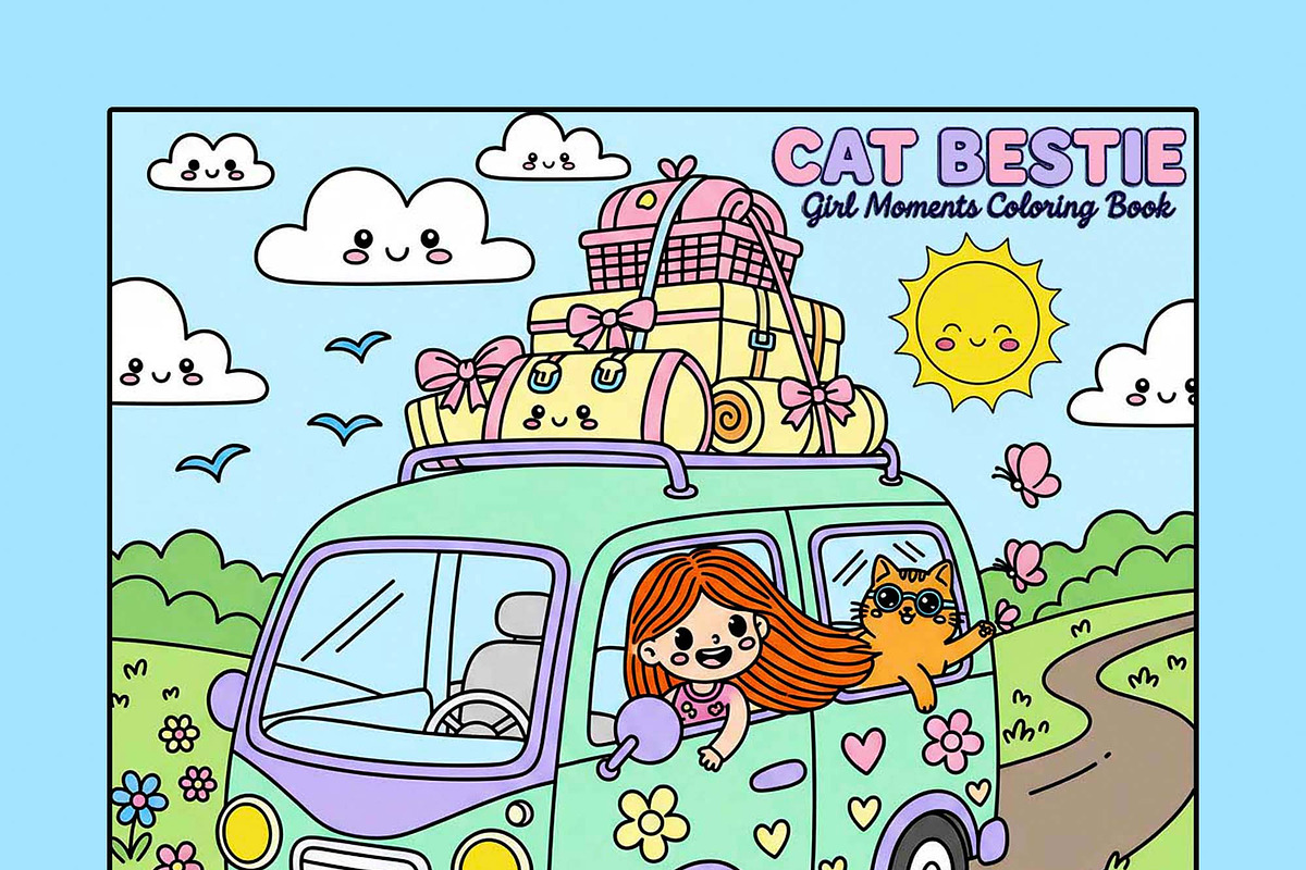 Cat Bestie Coloring Book Pages, an Illustration by one-touch (Photo 4 of 15)