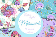 Mermaid patterns, a Pattern Graphic by DarinaDigital (Thumbnail 1 of 6)