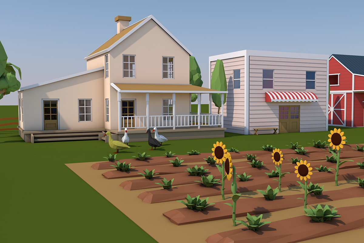 Low Poly Farm House and Animals Pack, an Architecture 3D Model by multimedia4ds (Photo 5 of 14)