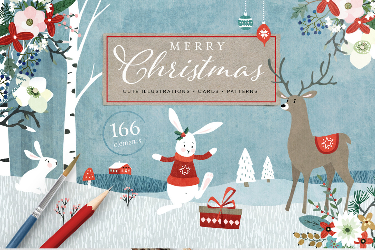 Merry Christmas set, 166 elements, an Animal Illustration by Tabita's shop (Photo 1 of 14)