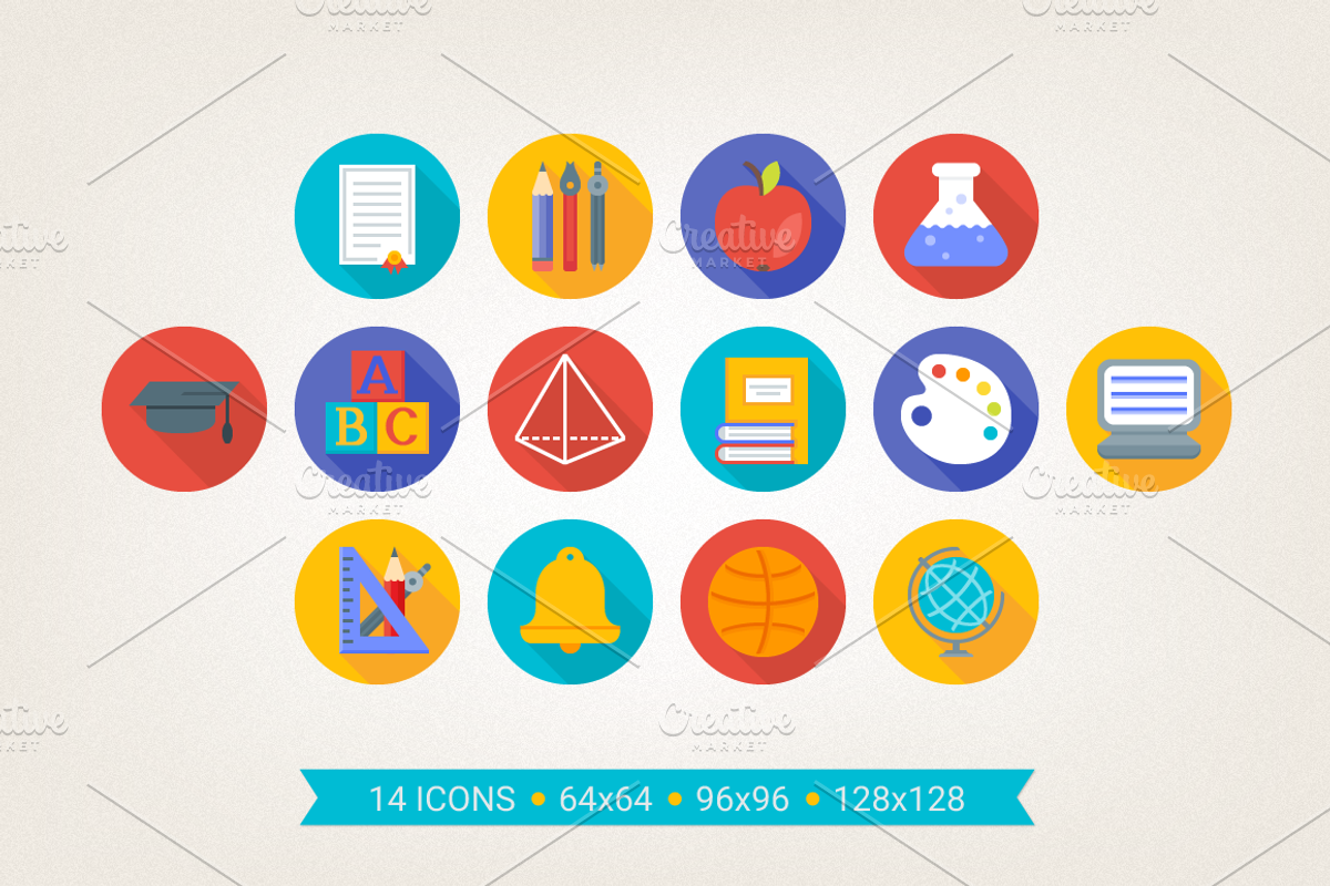 Round education icons preview 2