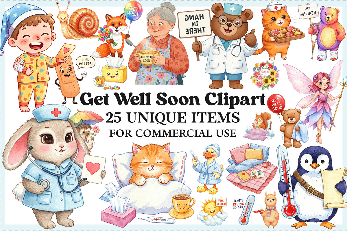 Get Well Soon Clipart, an Illustration by Craft Nest (Photo 1 of 5)